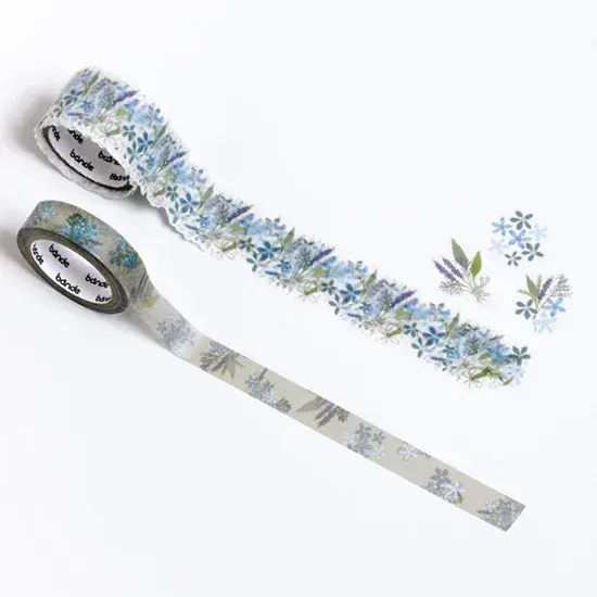 *Bande - Masking Roll Washi Stickers - Double Roll - Blue Star's Flower Words