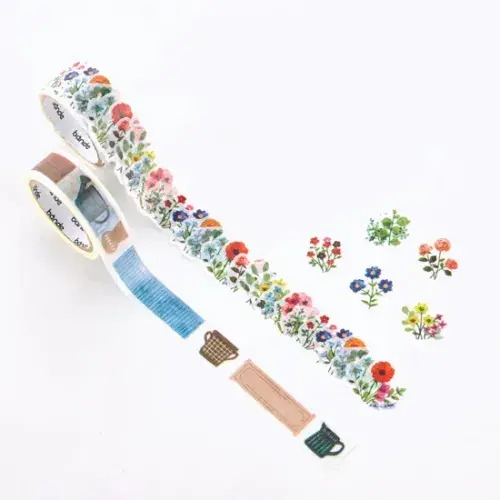 *Bande - Masking Roll Washi Stickers - Double Roll - Flower Garden Kalo