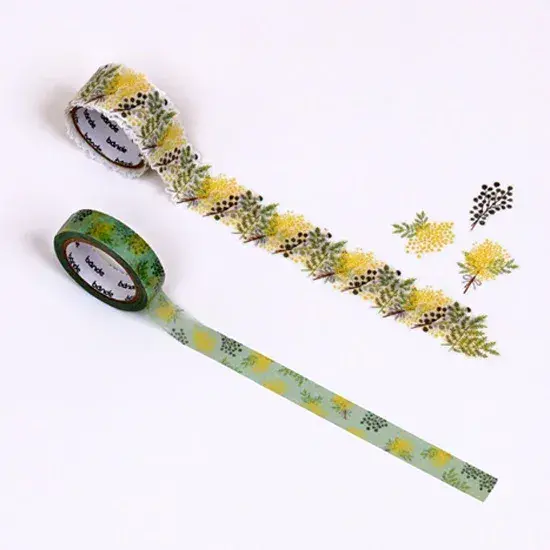 *Bande - Masking Roll Washi Stickers - Double Roll - Mimosa Flower Words