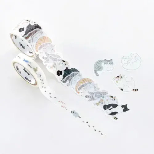 *Bande - Masking Roll Washi Stickers - Double Roll - Yuru Neko Sanpo