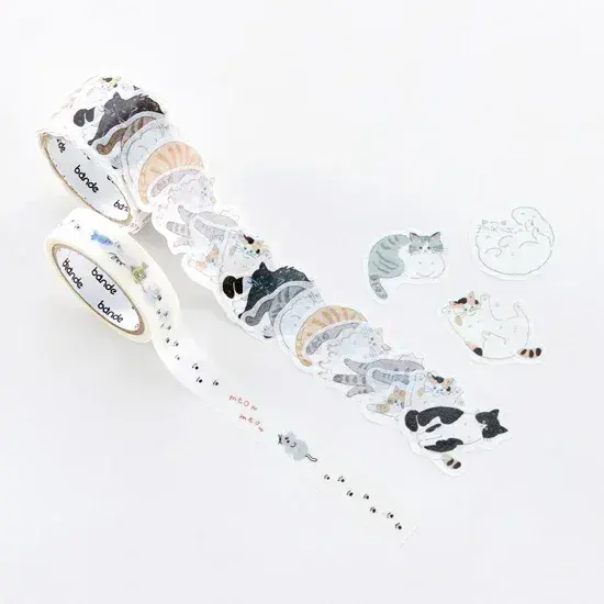 *Bande - Masking Roll Washi Stickers - Double Roll - Yuru Neko Sanpo