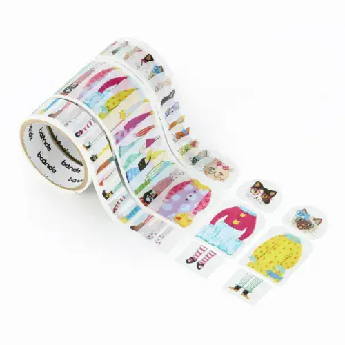 **Bande - Masking Roll Washi Stickers - Retro Outfit - Kisekae Neko Girl's Party