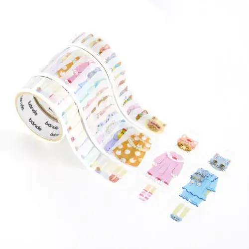 *Bande - Masking Roll Washi Stickers - Retro Outfit - Kisekae Neko Pajama Party