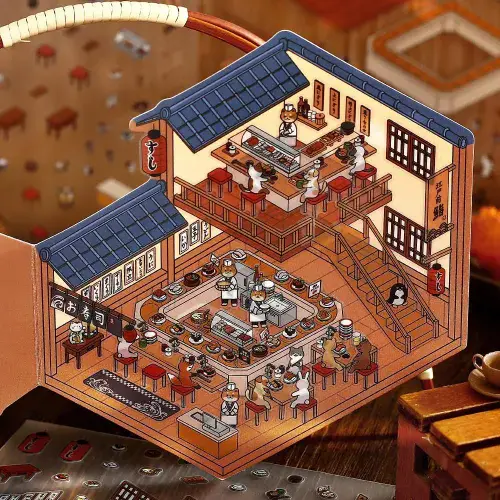 *BGM - Diorama 2.5D - Seal Stickers - Sushi Restaurant