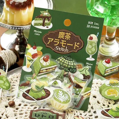 **BGM - Flake Stickers - Cafe Alamode - Embroidery Cho Green