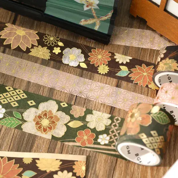 *BGM - Washi Tape Set - Japanese Kimono #2 - Dark Green