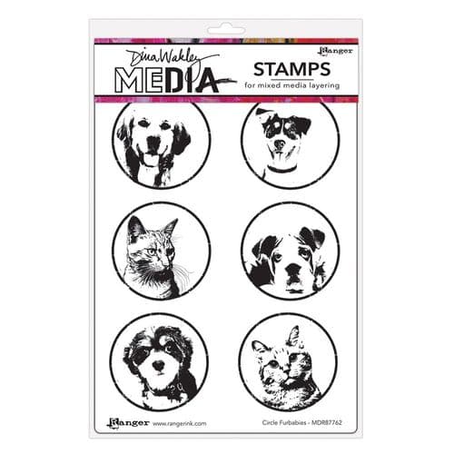 *Dina Wakley Media - Rubber Stamp - Circle Furbabies