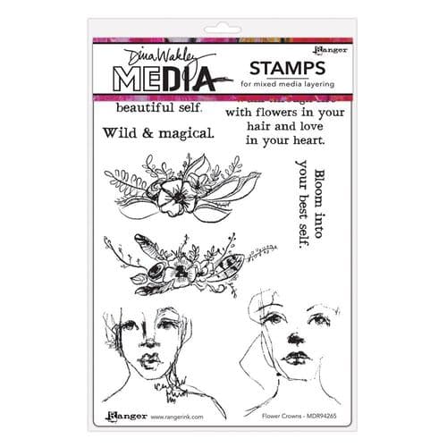**Dina Wakley Media - Rubber Stamp - Flower Crowns