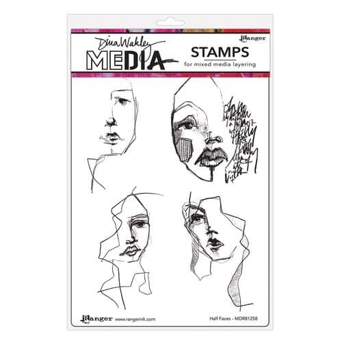 *Dina Wakley Media - Rubber Stamp - Half Faces