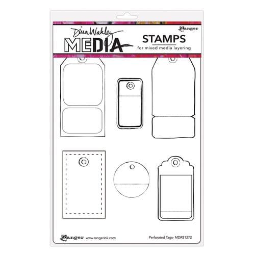 *Dina Wakley Media - Rubber Stamp - Perforated Tags