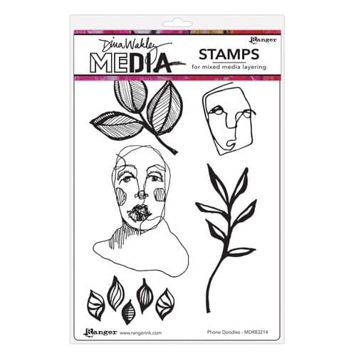 *Dina Wakley Media - Rubber Stamp - Phone Doodles