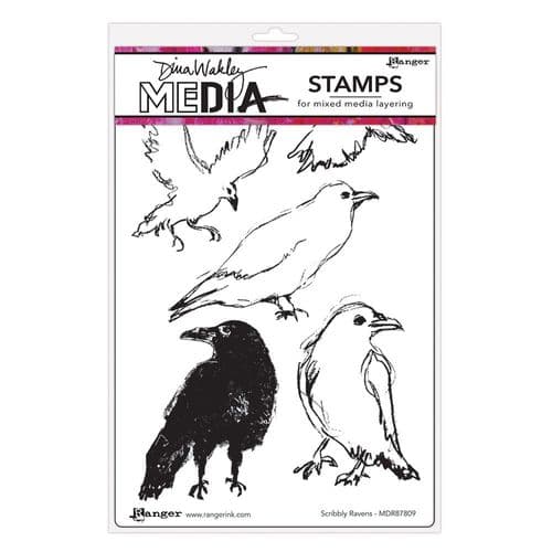 *Dina Wakley Media - Rubber Stamp - Scribbly Ravens