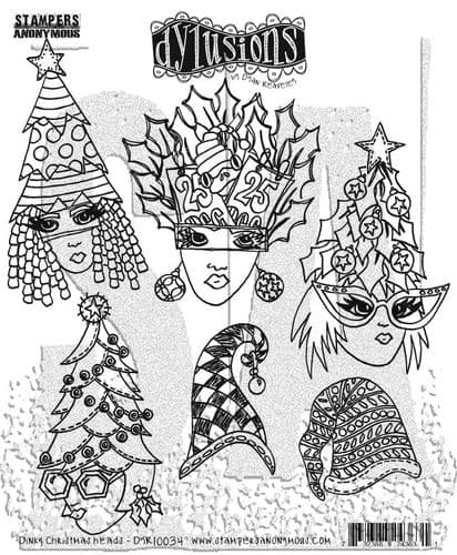 **Dylusions - Rubber Stamps - Dinky Christmas Heads