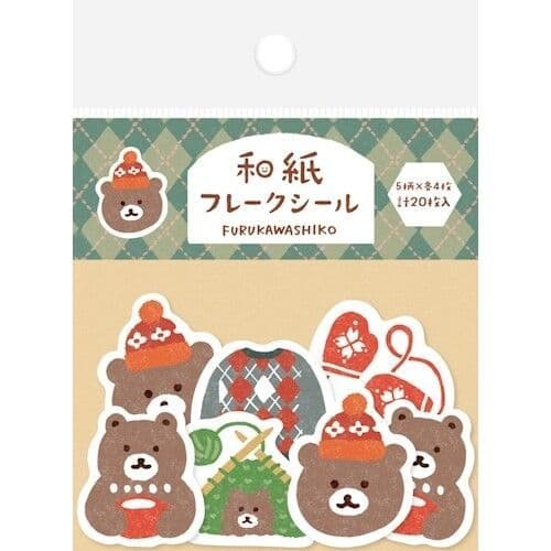 *Furukawa - Flake Stickers - Festive Bear & Knitting