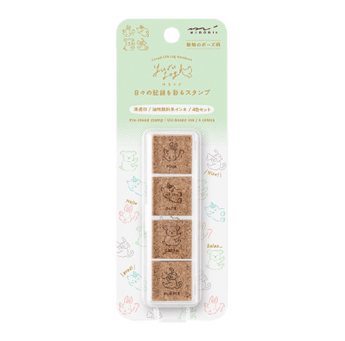 *Midori - Yuru Log - Paintable Stamp (pre Inked) - Animal Poses