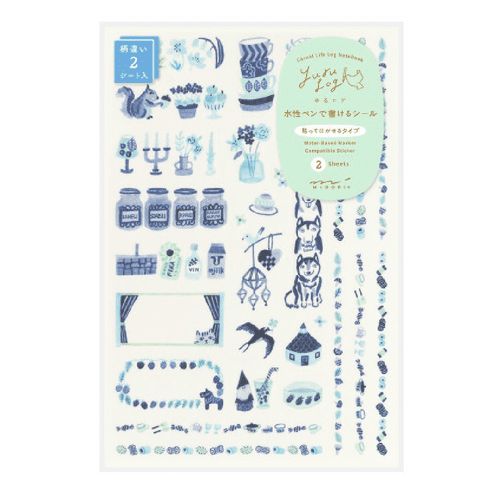*Midori - Yuru Log - Sticker Sheet - Blue Nordic