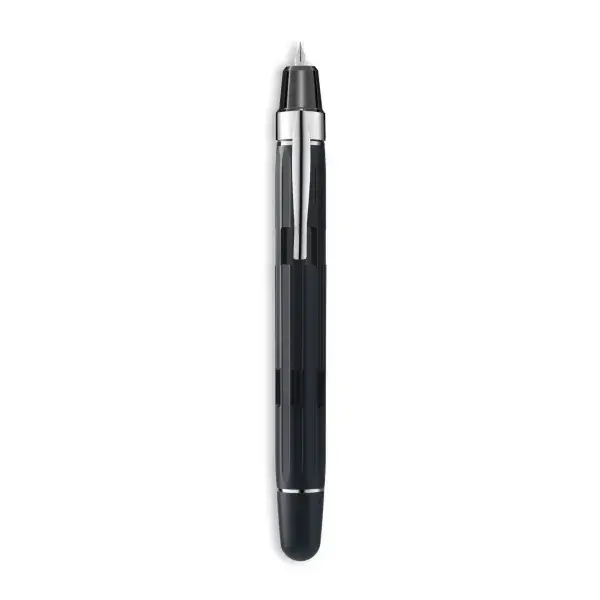 **Nahvalur - Eclipse Retractable Fountain Pen - Black Silver