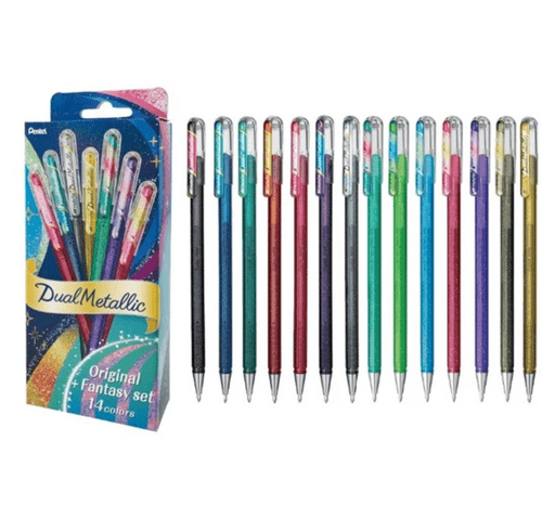 **Pentel - Dual Metallic Gel Pens - 14pk - Original & Fantasy Set