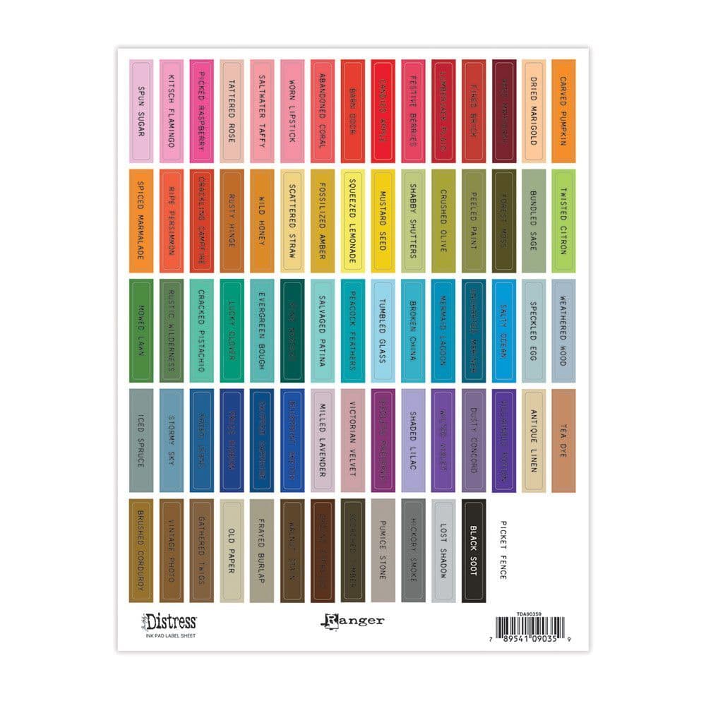 Tim Holtz - Ranger Ink Organisation Labels - Distress Ink Pads - Black
