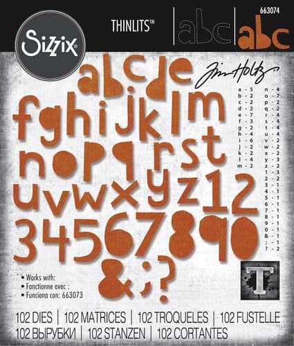***Tim Holtz - Sizzix Thinlits Die Set - Alphanumeric Cutout Lower Alpha