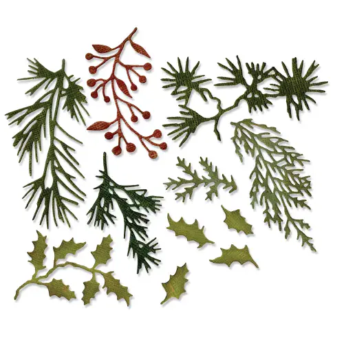 *Tim Holtz - Sizzix Thinlits Die Set - Holiday Greens Mini