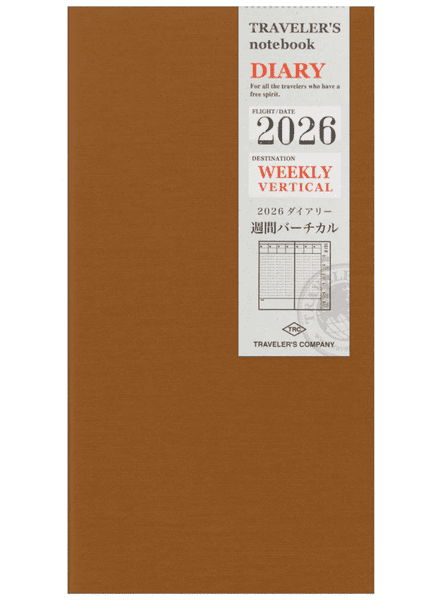 ***TRAVELER'S COMPANY - 2026 Diary - Second Half Year (July-December) - Weekly Vertical Refill