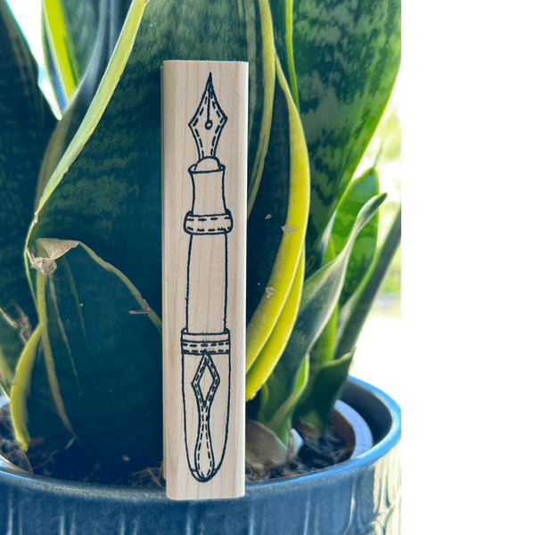 Art from the Heart - Wood Mounted Rubber Stamp - Fountain Pen