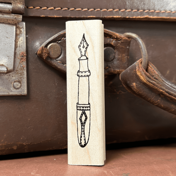 Art from the Heart - Wood Mounted Rubber Stamp - Fountain Pen- Mini