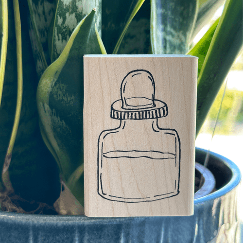 Art from the Heart - Wood Mounted Rubber Stamp - Ink Bottle