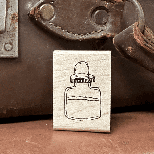 Art from the Heart - Wood Mounted Rubber Stamp - Ink Bottle - Mini