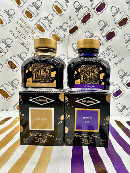 Art from the Heart X Diamine - Fountain Pen Ink - Arthur Job & Ooh Bet-Tea Bundle (80ml)