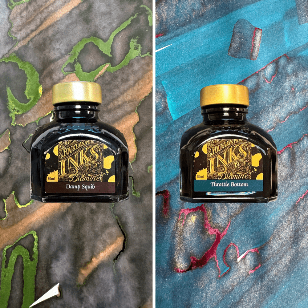 Art from the Heart X Diamine - Fountain Pen Ink - Damp Squib & Throttle Bottom (80ml)