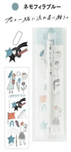 ASANEL X UNI ONE 0.5mm - Limited Edition Collaboration Charm & Sticker Set - Nemophila Blue