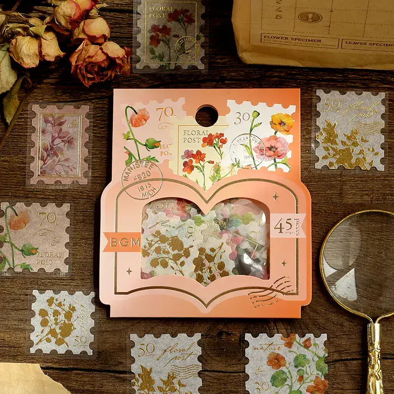 BGM - Flake Stickers - Botanical Illustrated Book - Orange