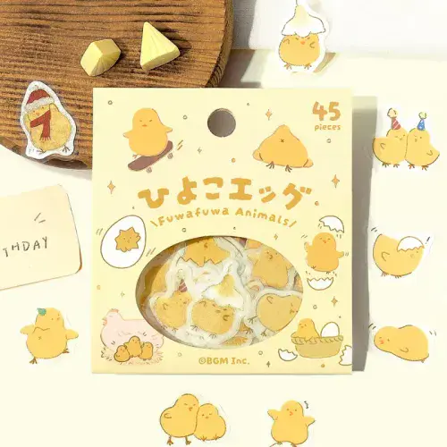 BGM - Flake Stickers - Fluffy Animals - Chicken & Eggs