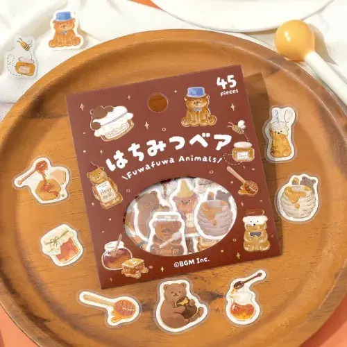 BGM - Flake Stickers - Fluffy Animals - Honey Bear
