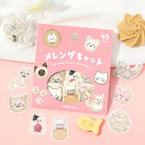 BGM - Flake Stickers - Fluffy Animals - Meringue Cat