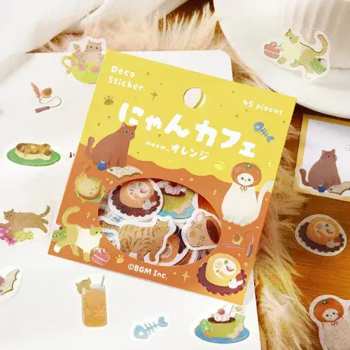 BGM - Flake Stickers - Kitten Cafe - Orange
