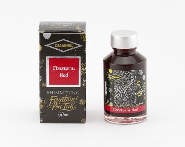 Diamine - Fountain Pen Ink - Shimmer Ink 50ml - Firestorm Red