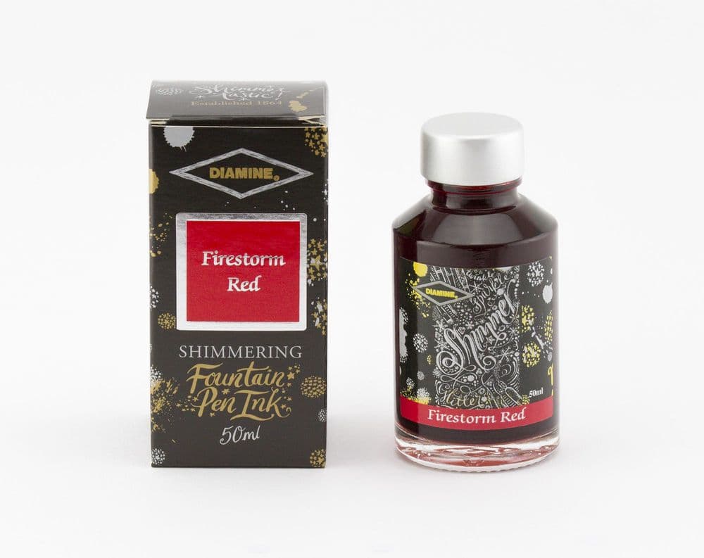 Diamine - Fountain Pen Ink - Shimmer Ink 50ml - Firestorm Red