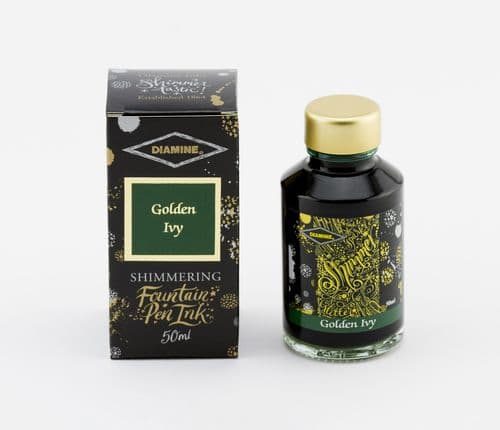 Diamine - Fountain Pen Ink - Shimmer Ink 50ml - Golden Ivy