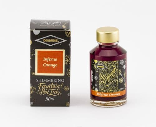 Diamine - Fountain Pen Ink - Shimmer Ink 50ml - Inferno Orange