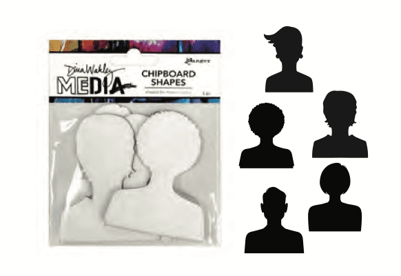 Dina Wakley - Chipboard Shapes - Passport Photos