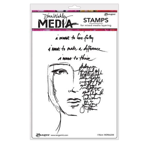 Dina Wakley Media - Rubber Stamp - I Want
