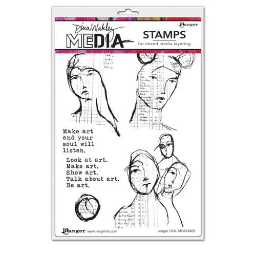 Dina Wakley Media - Rubber Stamp - Ledger Girls