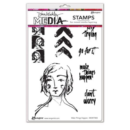 Dina Wakley Media - Rubber Stamp - Make Things Happen