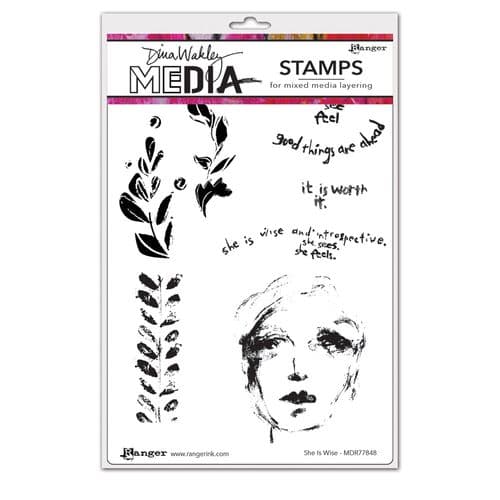 Dina Wakley Media  - Rubber Stamp - She is Wise
