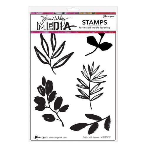 Dina Wakley Media - Rubber Stamp - Sticks with Leaves
