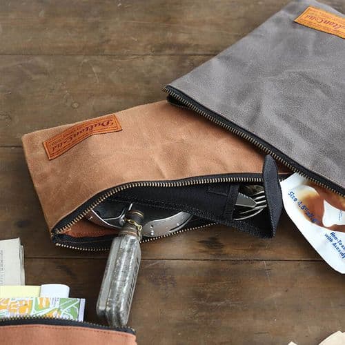 Dulton - Wax Canvas Pouch - Camel - SML