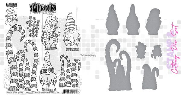 Dylusions - No Place Like Gnome - Rubber Stamp & Cutting Die Set